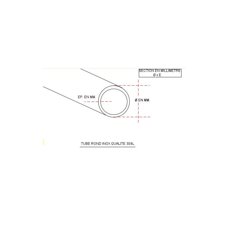 Tube inox 304 L rond Ø76 1x2 mm En longueurs de 2 M ou 3 M