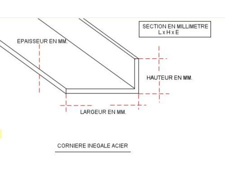 FER CORNIERE INEGALE ACIER 40 X 20 X 4 MM NOIR S235