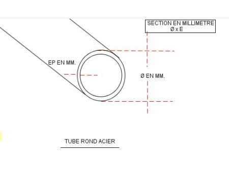 TUBE ROND Ø 76.1 X 3 CREUX ACIER NOIR