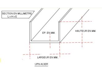 FER U ACIER 40 X 20 X 5 NOIR S235