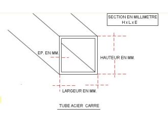 TUBE CARRE 40 X 40 X 4   CREUX ACIER NOIR