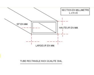 TUBE INOX RECTANGLE 50 X 30 X 2 QUALITE DECO 304L