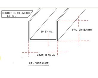 FER U ACIER 60 X 30 X 6 NOIR S235
