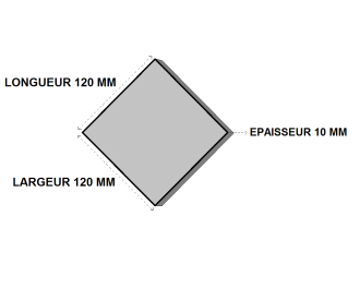 Platine acier 120x120x10 sans perçage en lots